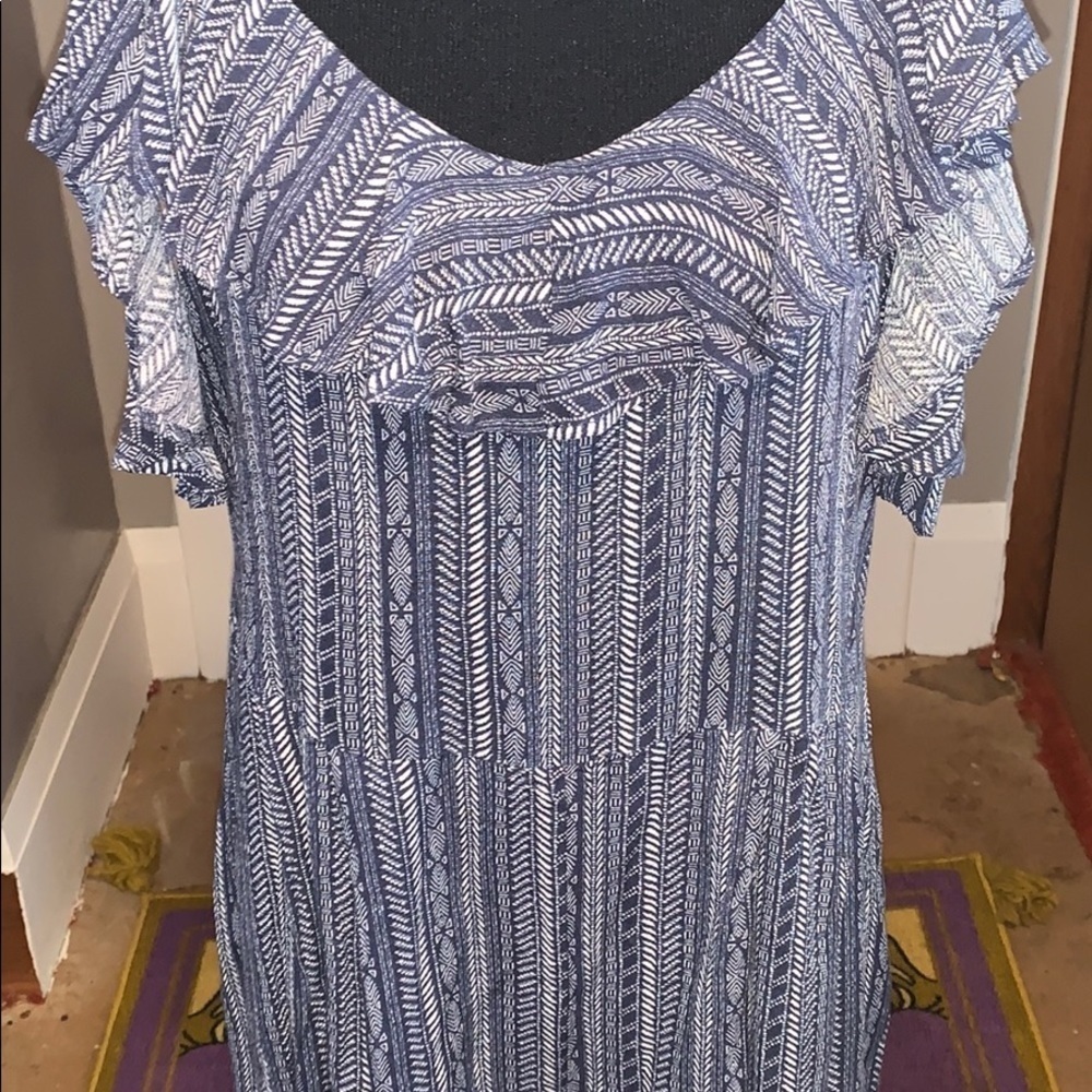 Rewind, blue striped challis shorts romper - Picture 2 of 7